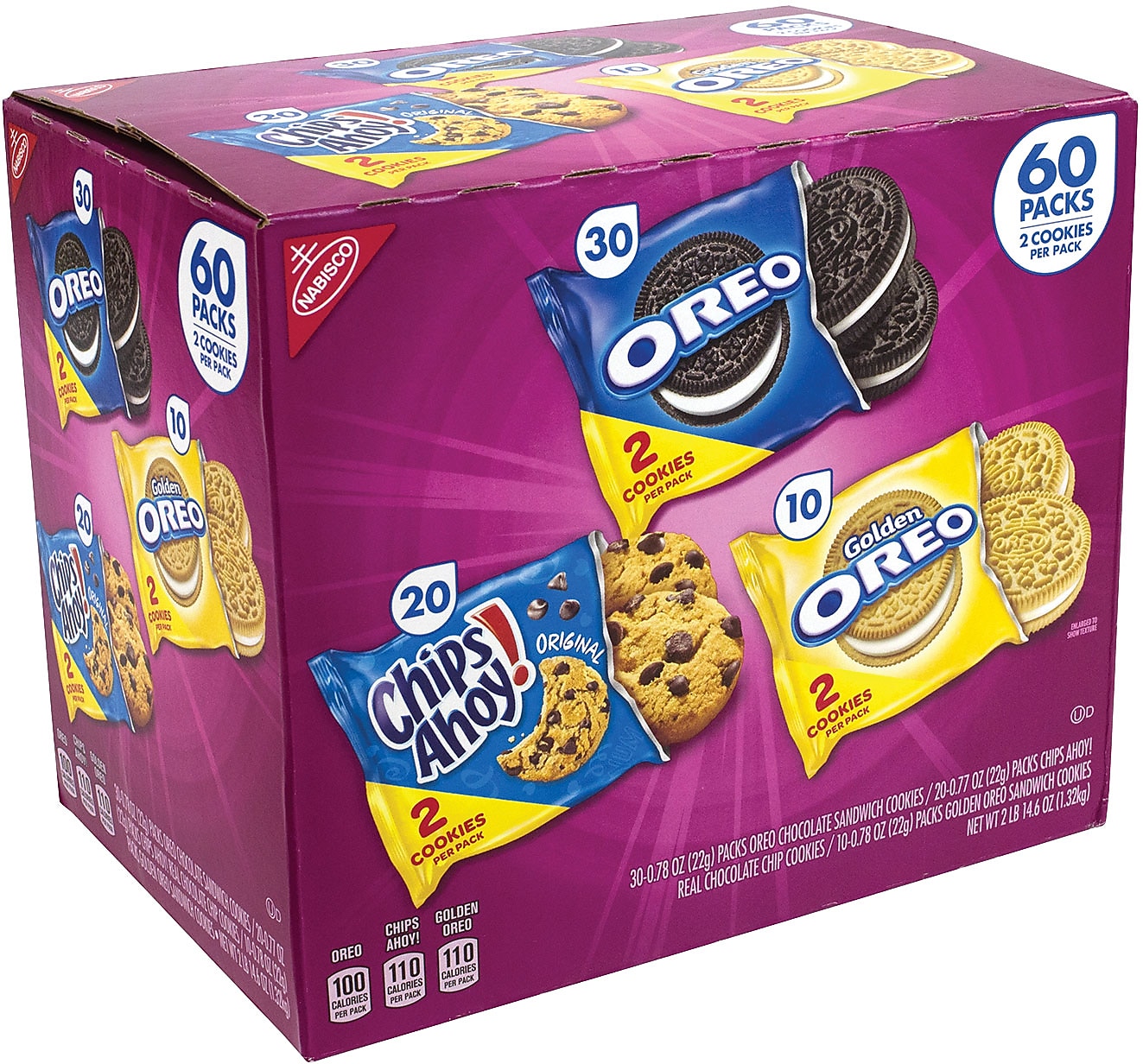 Nabisco Cookies Variety Pack, 60 Packs/Box (220-00729)