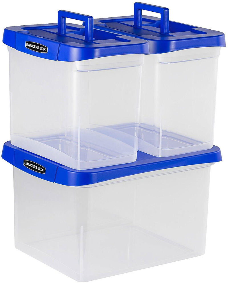Bankers Box Locking File Portable Tote, Letter Size, Blue/Clear (0086301)