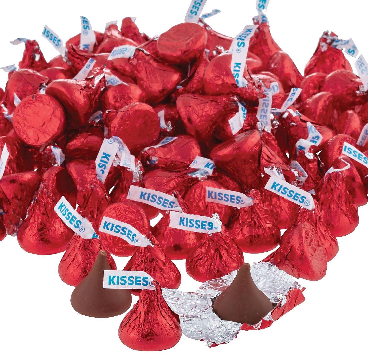 HERSHEY'S KISSES Milk Chocolate Candy Bulk Bag, Red Foils, 60 oz. (HEC16035)