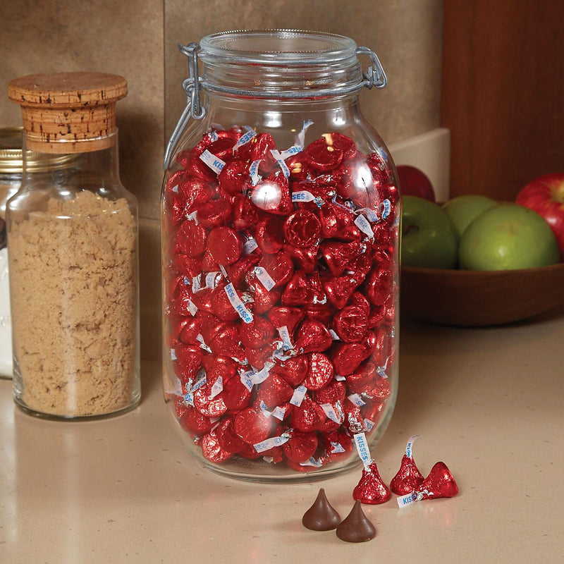 HERSHEY'S KISSES Milk Chocolate Candy Bulk Bag, Red Foils, 60 oz. (HEC16035)