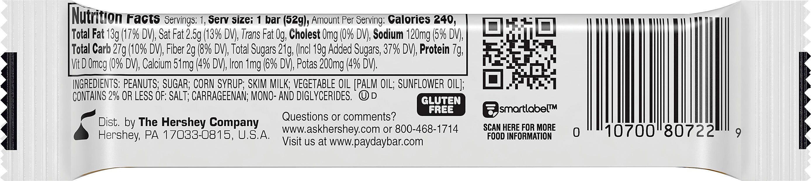 Payday Peanut Caramel Chewy Candy Bars, 1.85 oz, 24/Box (HEC80723)