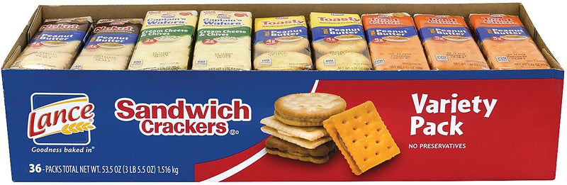 Lance Sandwich Crackers Variety Pack, 53.5 oz., 36/Pack (220-00400)