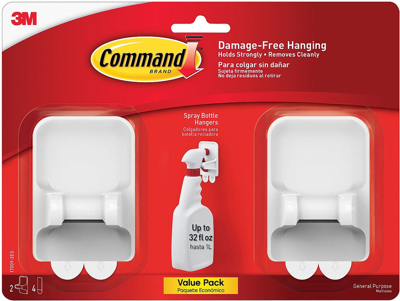 Command Spray Bottle Hangers, 2.5 lb., White, 2/Pack (17009-2ES)