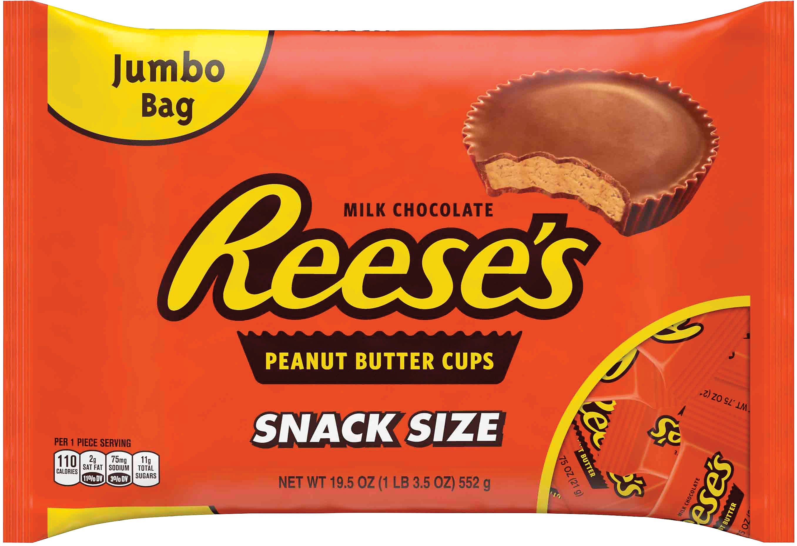 Reese's Snack Size Milk Chocolate Peanut Butter Cups, 19.5 oz. (246-00012)