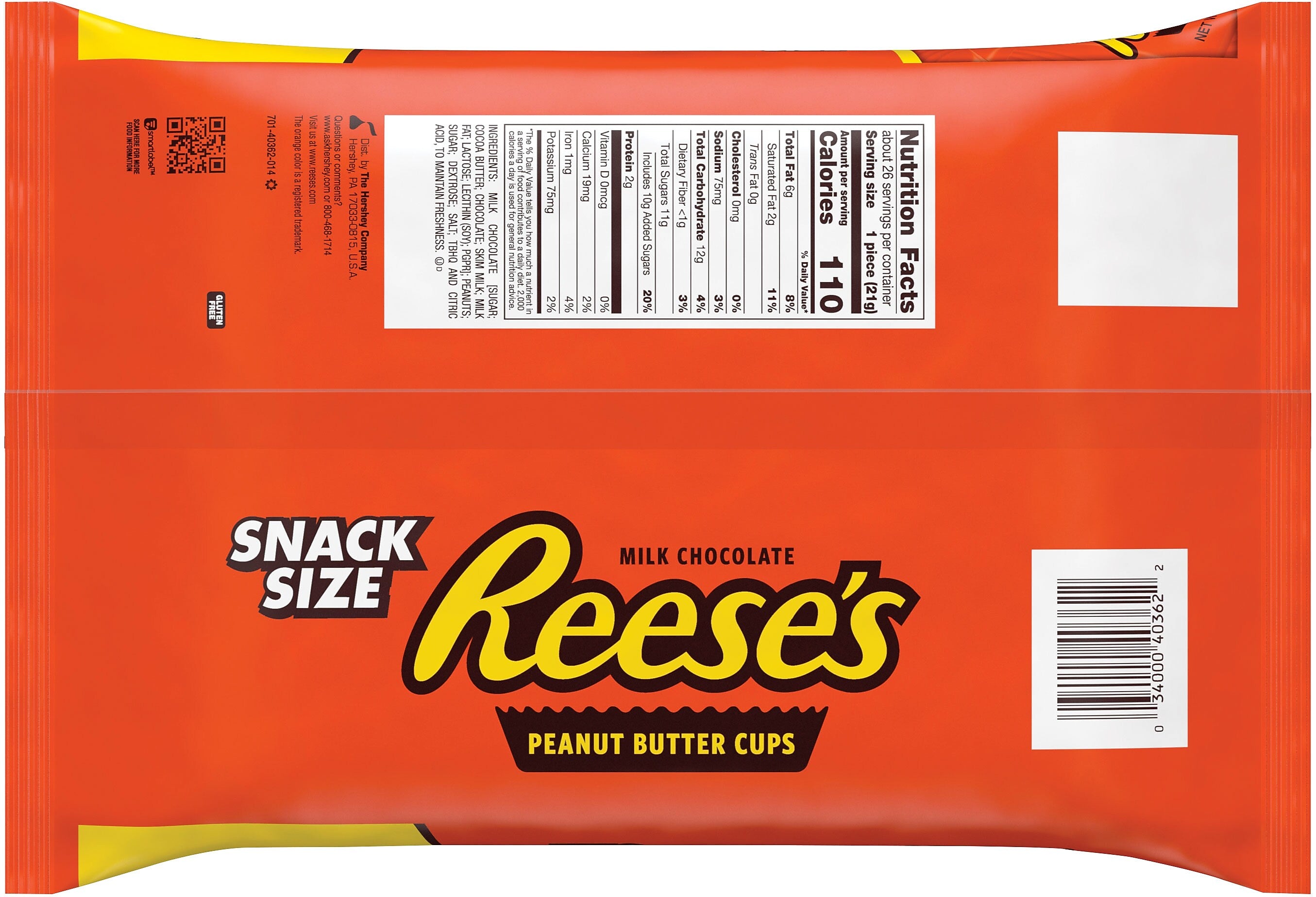 Reese's Snack Size Milk Chocolate Peanut Butter Cups, 19.5 oz. (246-00012)