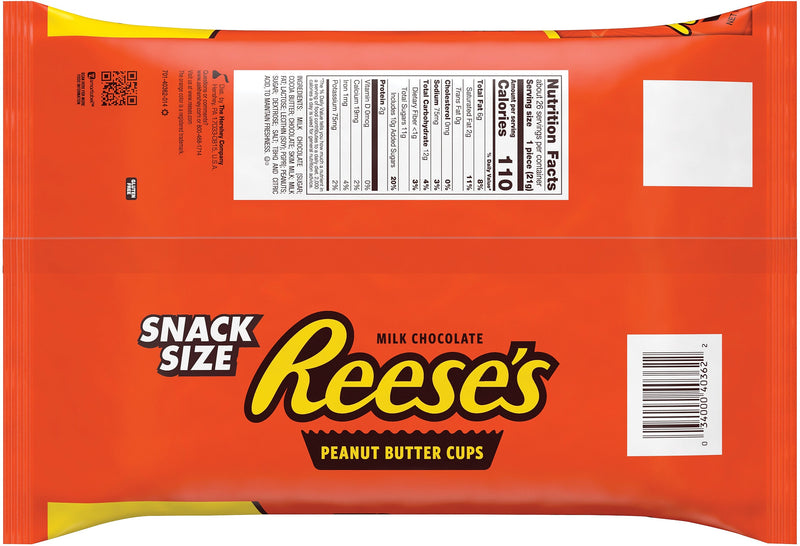 Reese's Snack Size Milk Chocolate Peanut Butter Cups, 19.5 oz. (246-00012)