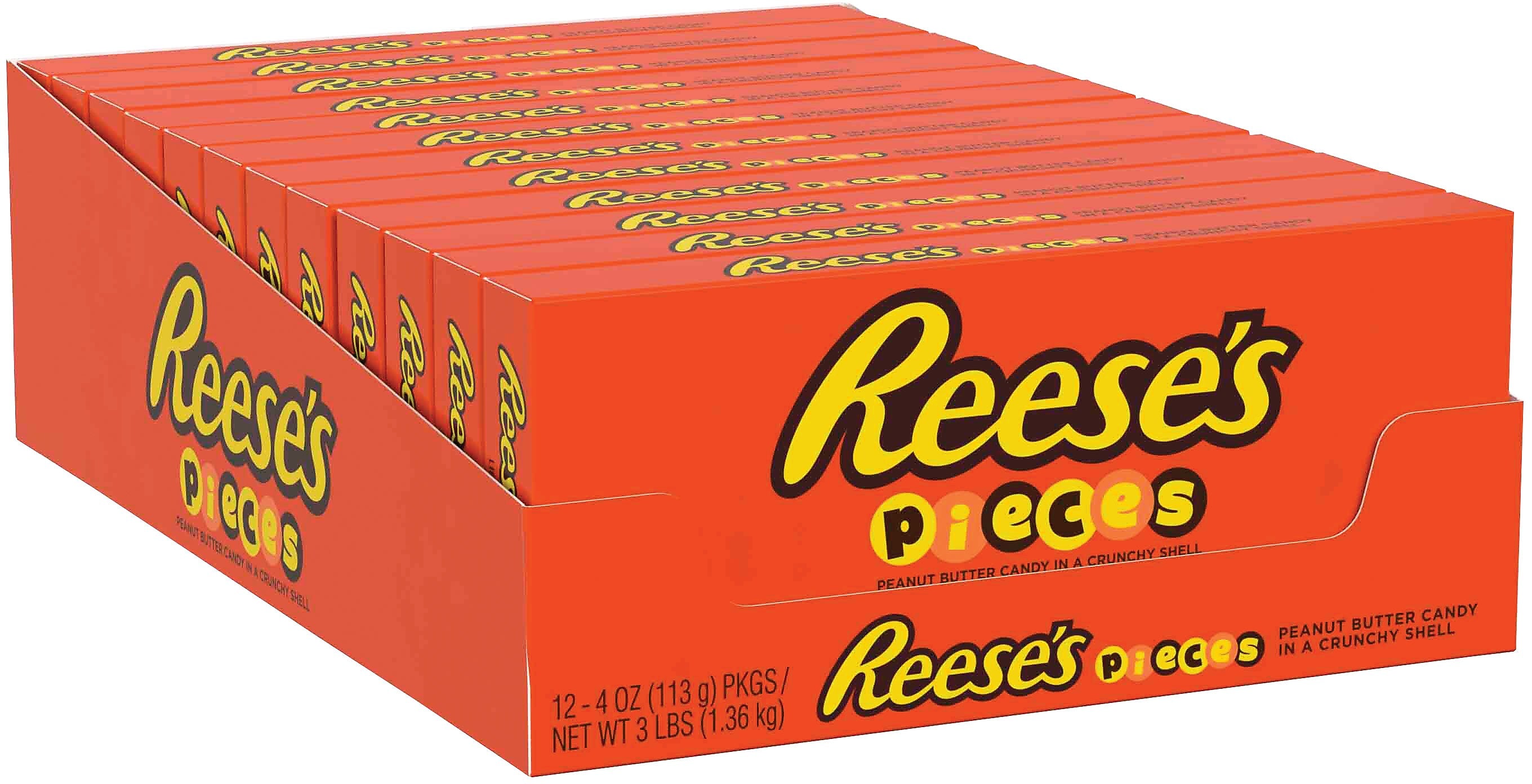 Reese's Pieces Peanut Butter Milk Chocolate Pieces, 4 oz., 12/Carton (HEC11470)
