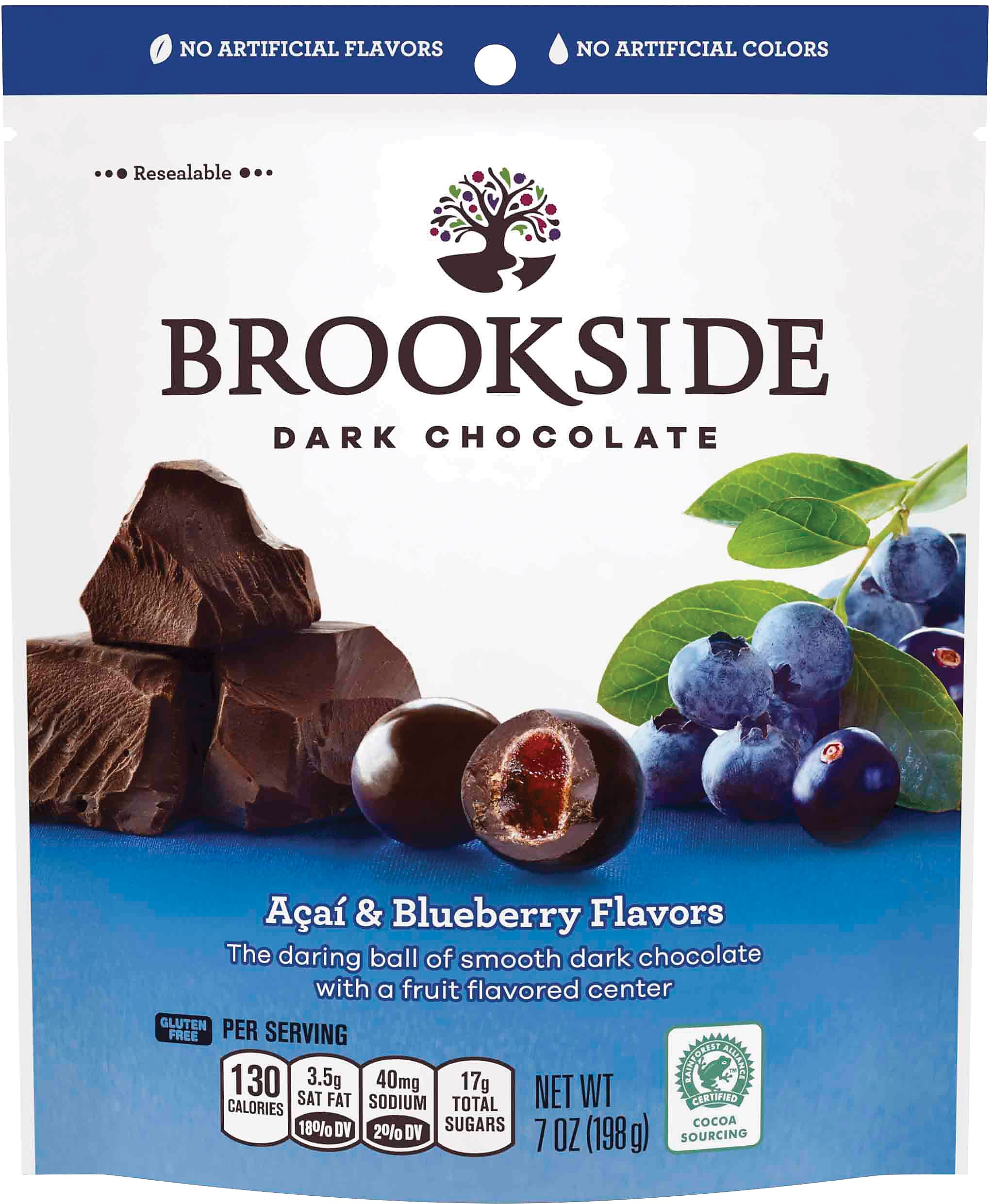 Brookside Acai & Blueberry Flavored Dark Chocolate Pieces, 7 oz., 12/Carton (HEC38971)