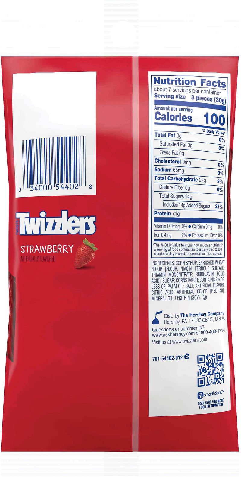 Twizzlers Strawberry Twists Licorice, 7 oz., 12/Carton (HEC54402)
