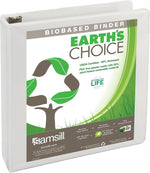 Samsill Earth's Choice Biobased 1 1/2" View Binders, D-Ring, White (SAM16957)