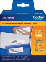 Brother DK-1201 Standard Address Paper Labels, 3-1/2" x 1-1/10", Black on White, 400 Labels/Roll (DK-1201)