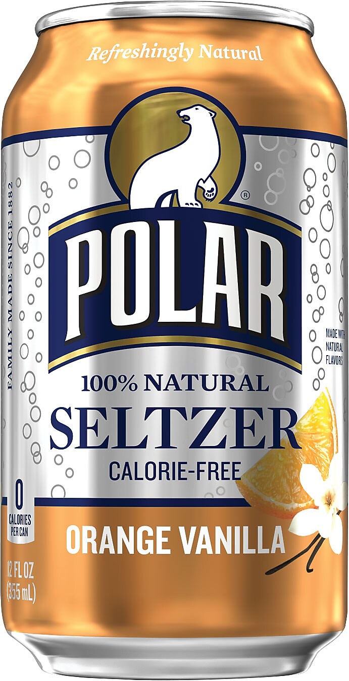 Polar Orange Vanilla Sparkling Seltzer Water, 12 oz., 24 Cans/Box (1000261)