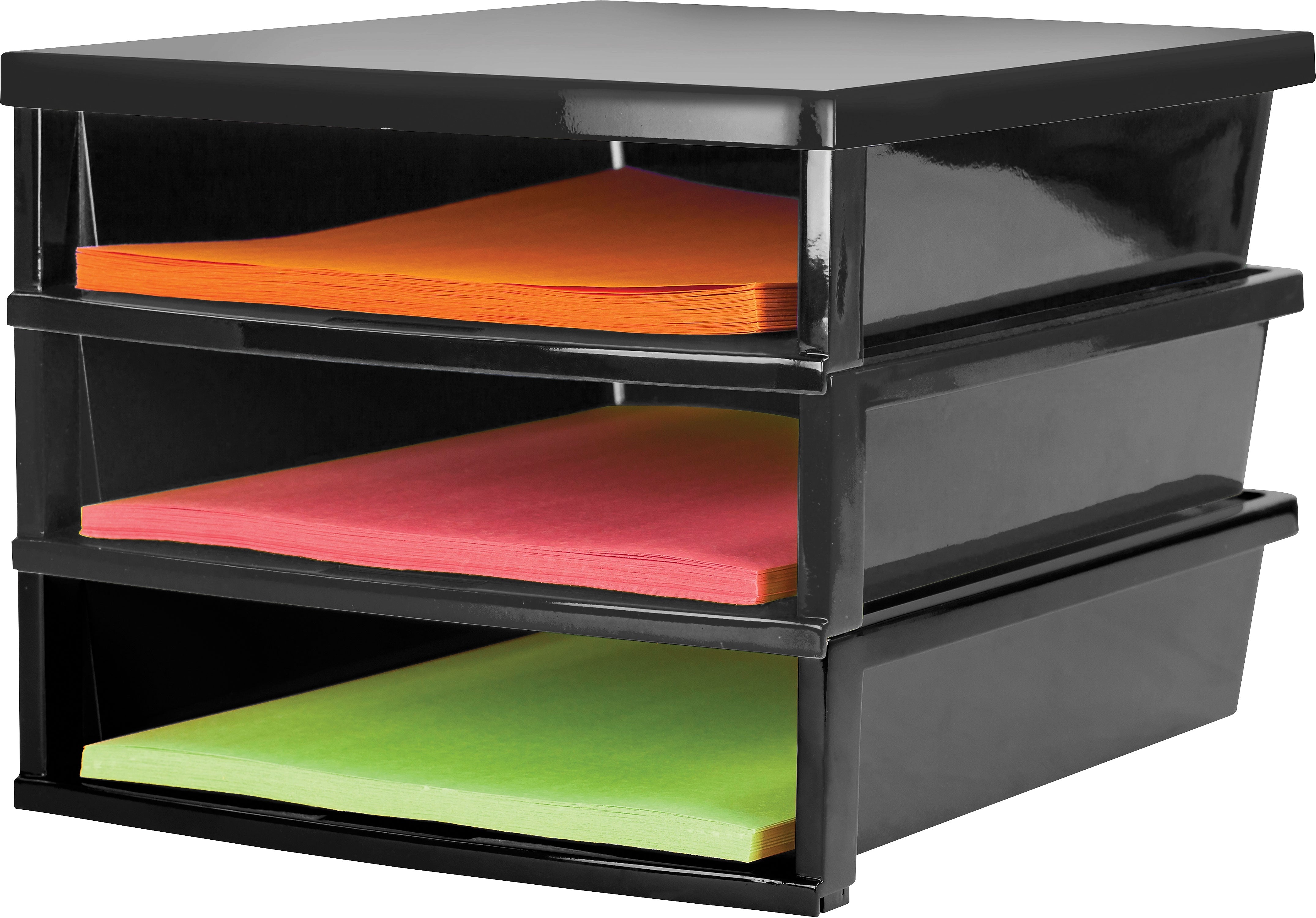 Storex Quick Stack Construction Paper Storage Trays, 8.7" x 11" x 12.4", Black (61642E01C)