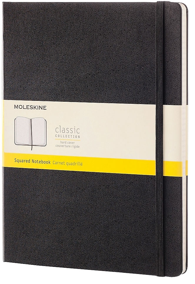 Moleskine Classic Hard Cover Notebook, 7.5" x 9.75", Square Ruled, Black (895292XX)