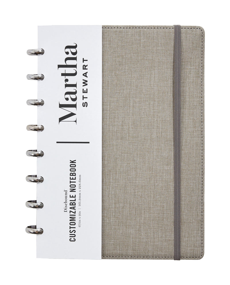 Martha Stewart 1-Subject Customizable Notebook, 6.375" x 9", College Ruled, 60 Sheets, Gray/Silver (MS102E)