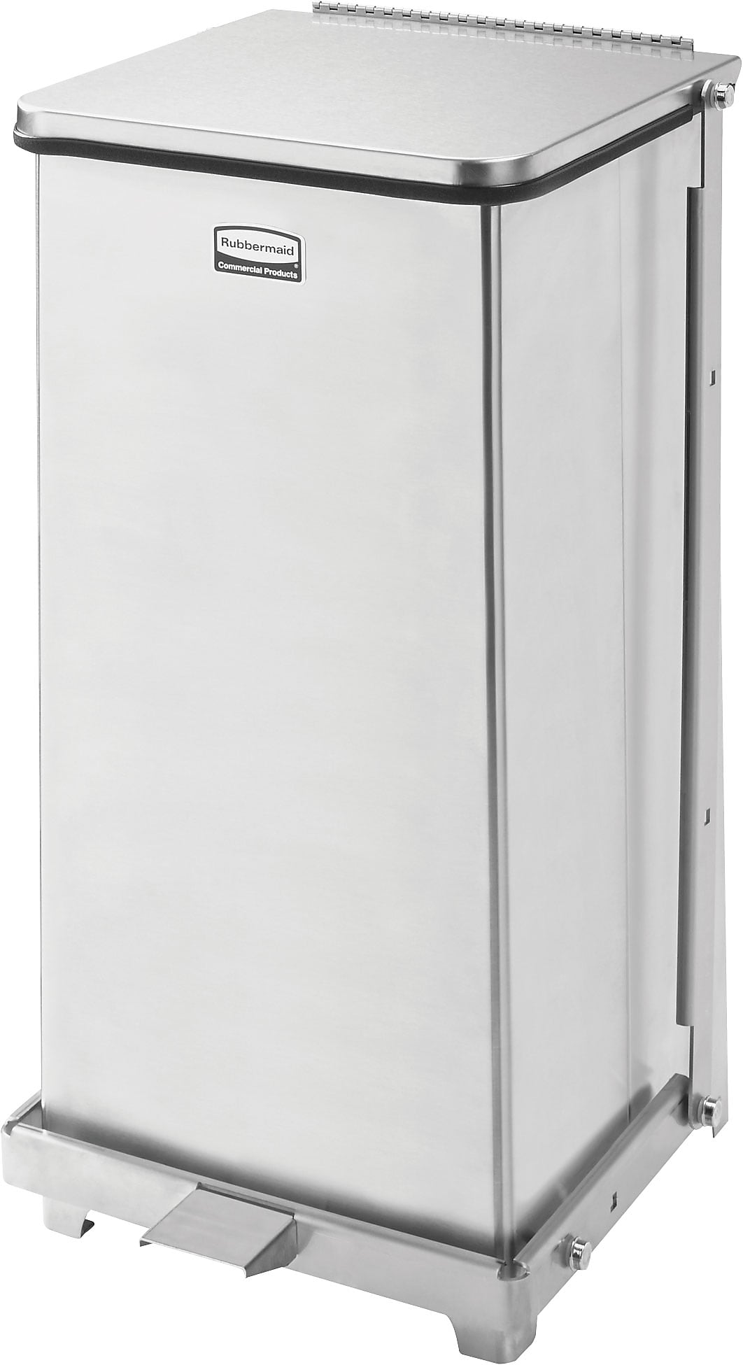 Rubbermaid Receptacle Defenders® Biohazard Steel Step Can, Stainless Steel, 12 Gal, 23"H x 12"W x 12"D