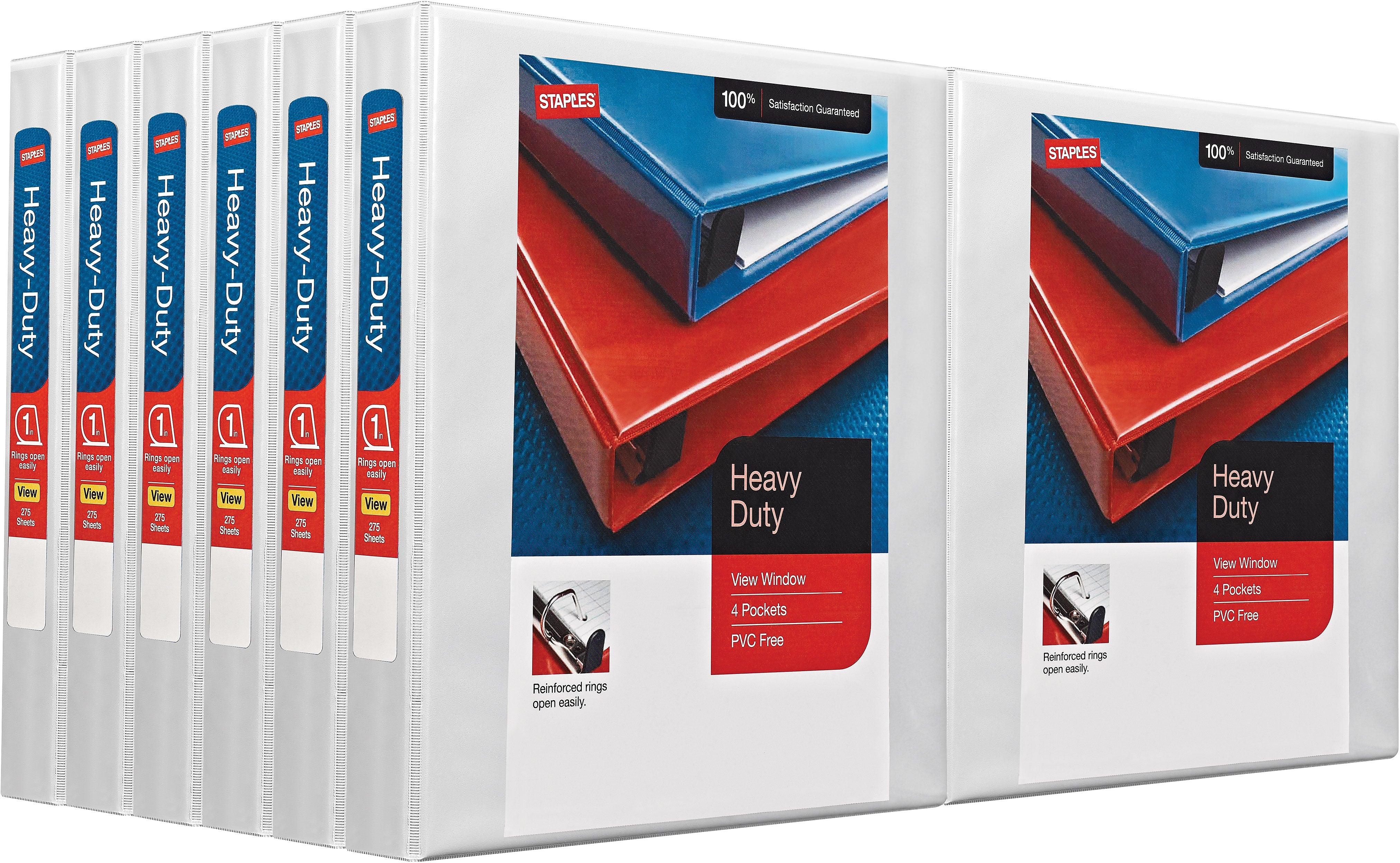 Staples Heavy Duty 1" 3-Ring View Binders, White, 12/Carton (24667CT)