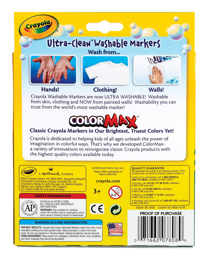 Crayola Classic Kid's Markers, Broad Point, Assorted, 8/Pack (58-7808)