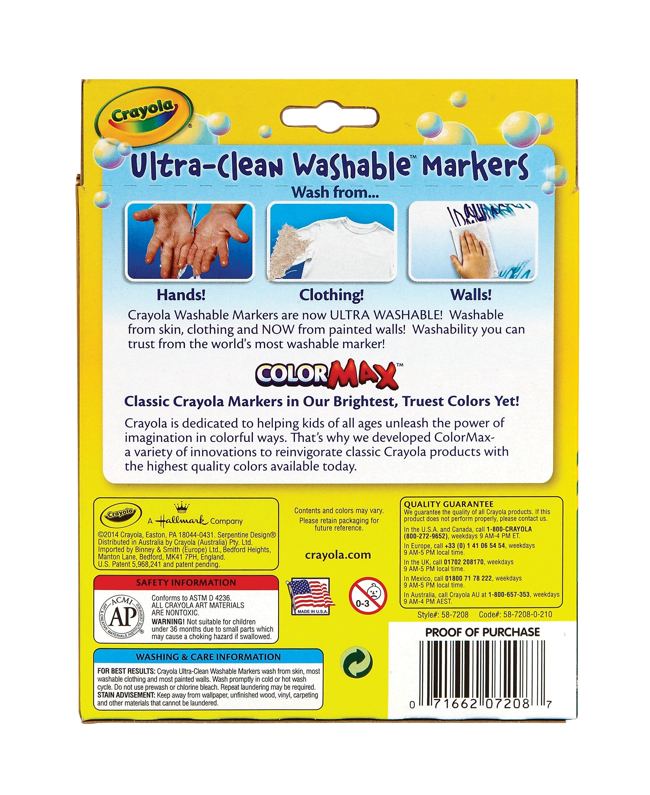 Crayola Ultra-Clean Washable Markers, Wedge Tip, Assorted, 8/Pack (58-7808)