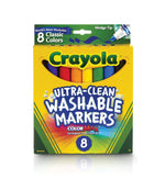 Crayola Ultra-Clean Washable Markers, Wedge Tip, Assorted, 8/Pack (58-7808)