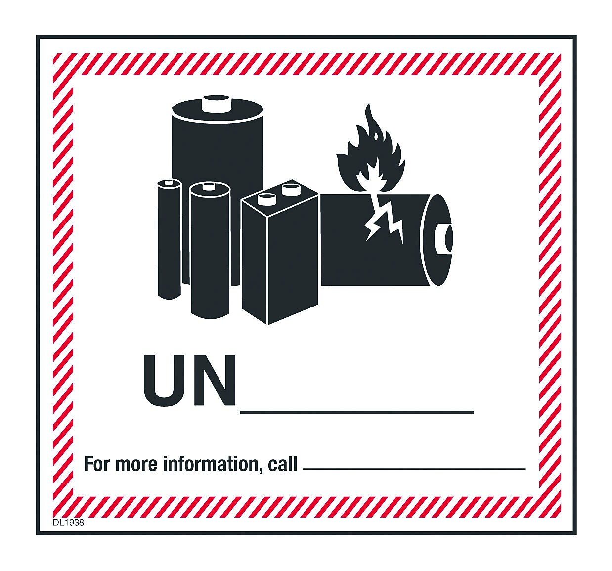 Lithium Battery Label with Blank Space for UN Number, 4-5/8" x 5" (DL1938)