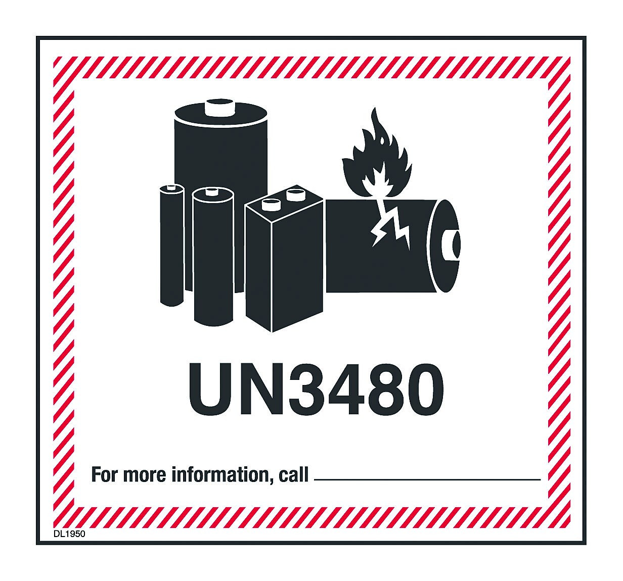 Lithium Battery Label with UN3480, 4-5/8" x 5" (DL1950)