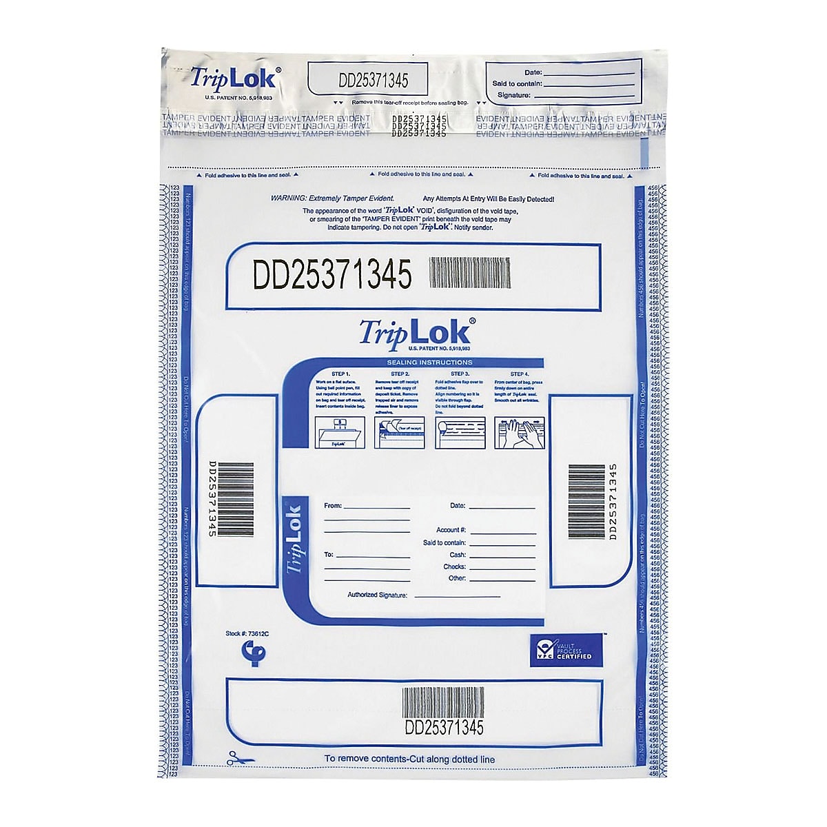 TripLok Series D Deposit Bags, Clear, 100/Pack (585040)
