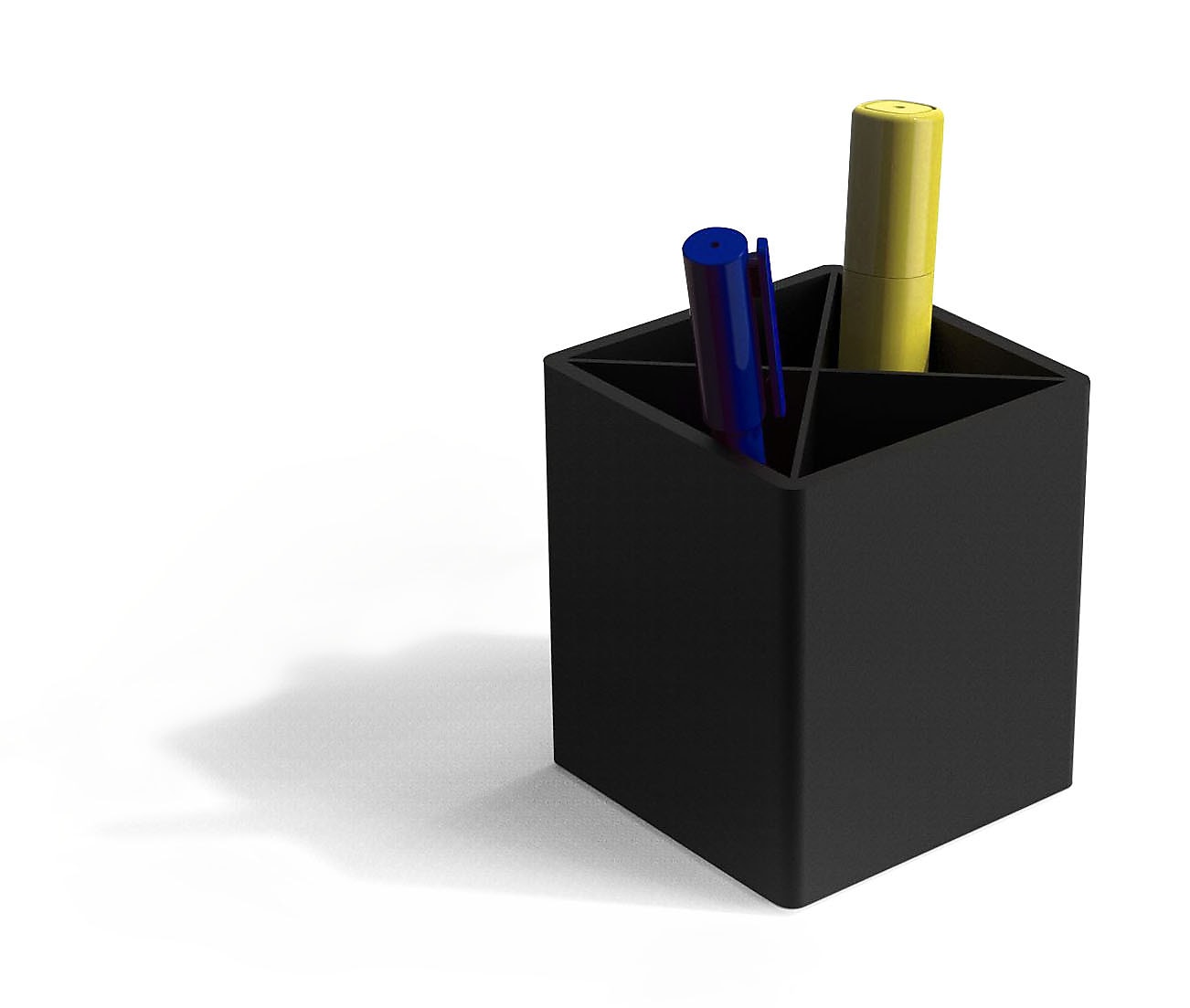 TRU RED™ 4-Compartment Plastic Pen Holder, Black (TR55274-CC)