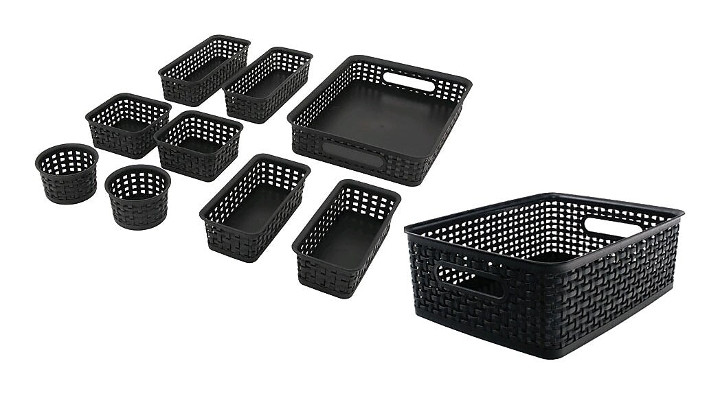 Advantus 10-Piece Desk Organizer Set, Polypropolyne, Black (38398)