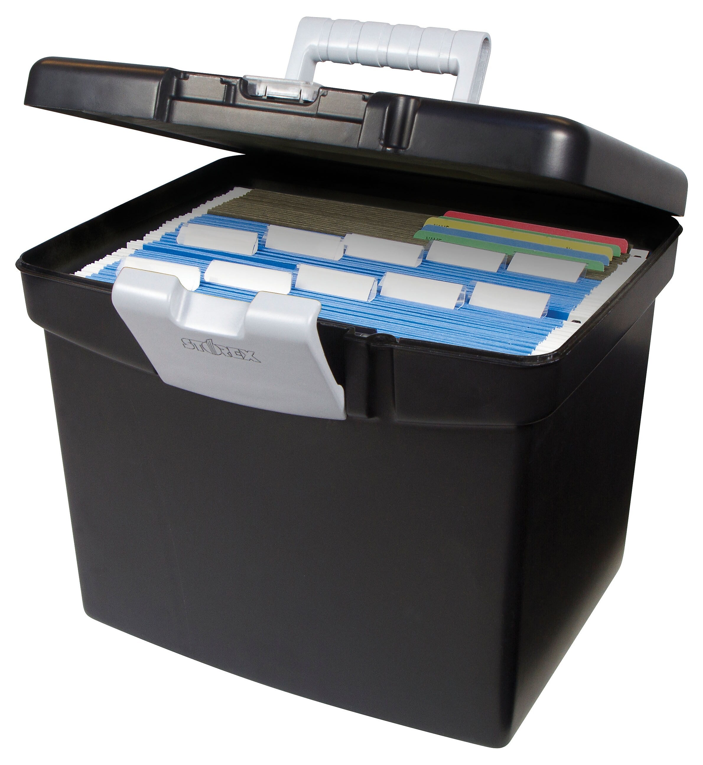 Storex Portable File Storage Box, Letter, Black (STX61502U01C)