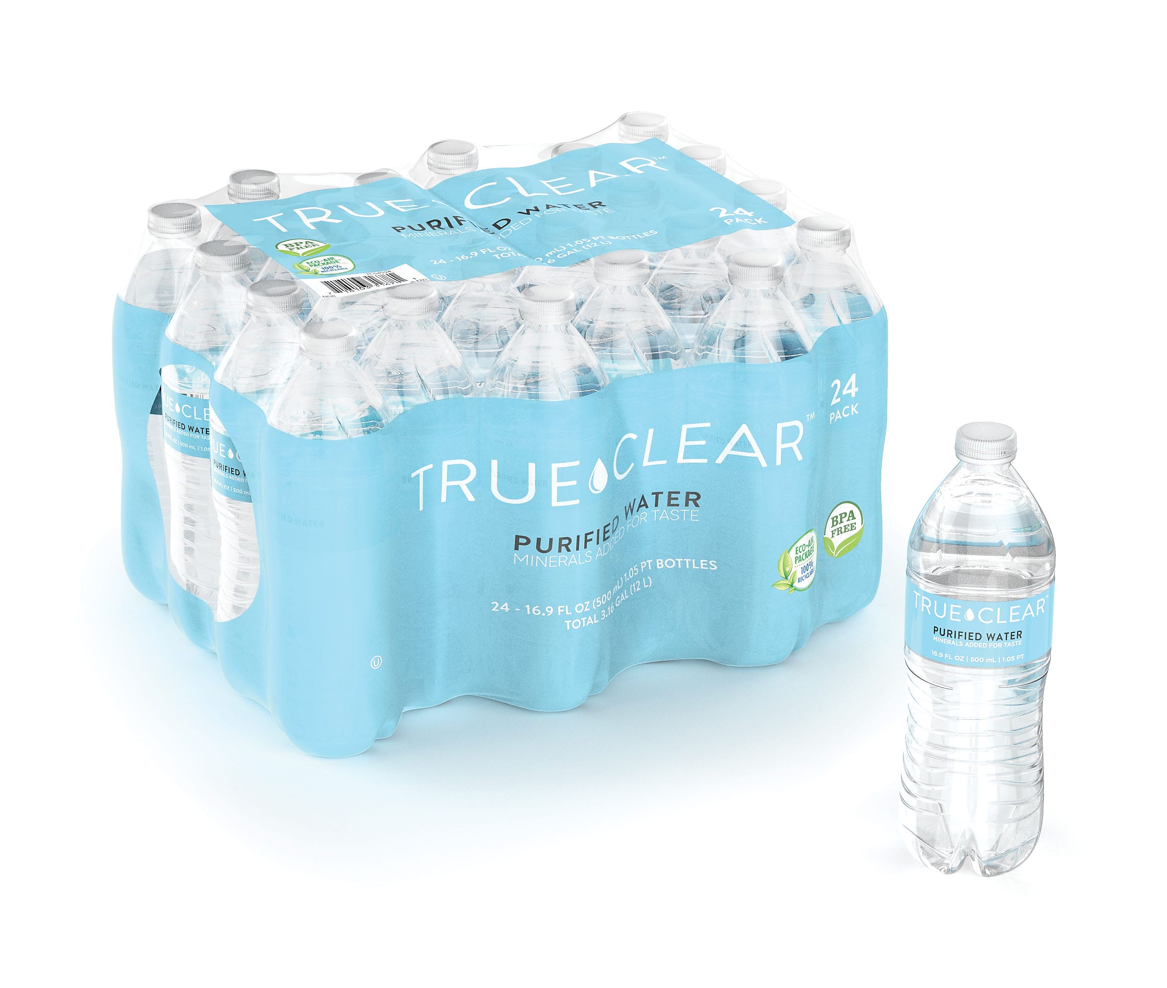 True Clear™ Purified Water, 16.9. oz., 24 Bottles/Carton (TC54594)