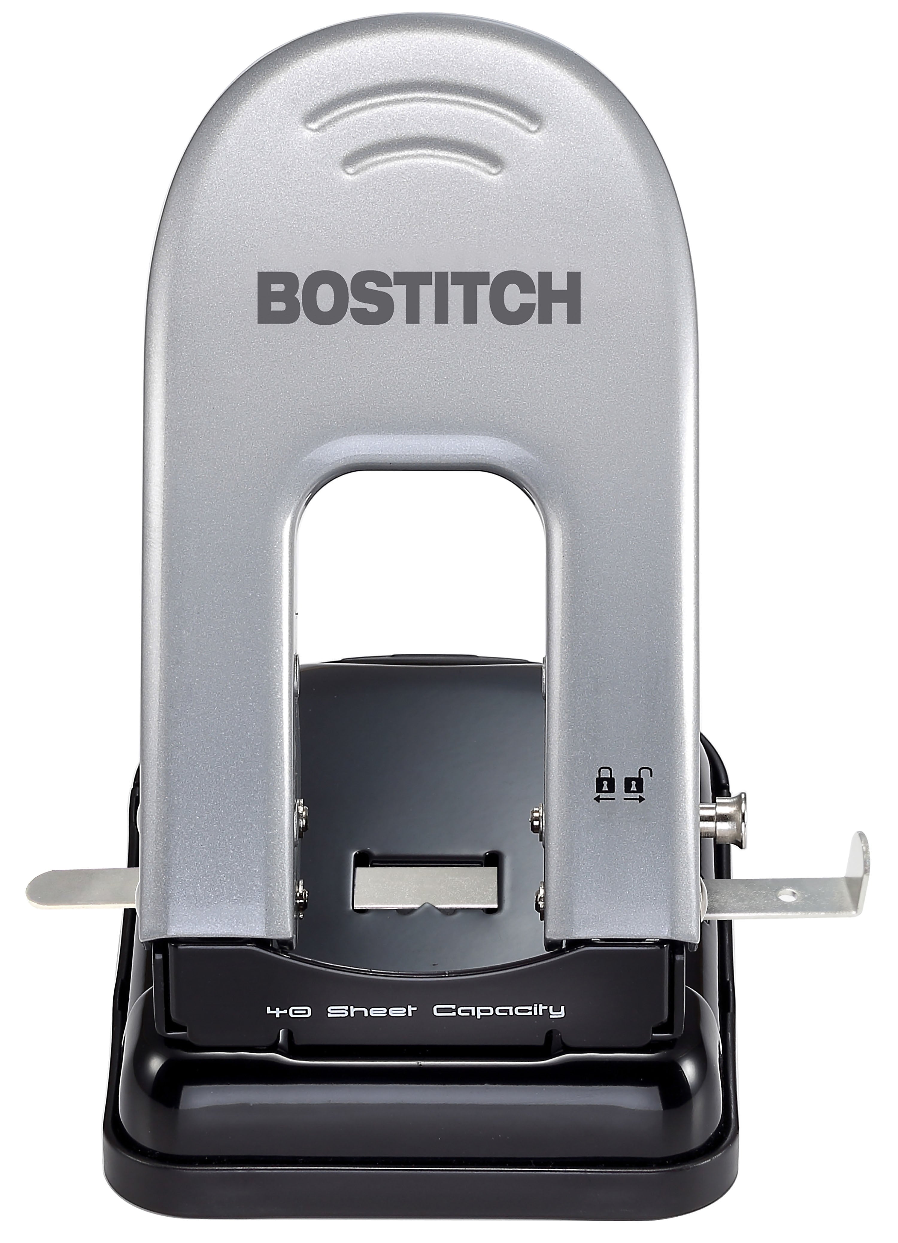 Bostitch EZ Squeeze 2-Hole Punch, 40 Sheet Capacity, Black/Silver (2340)