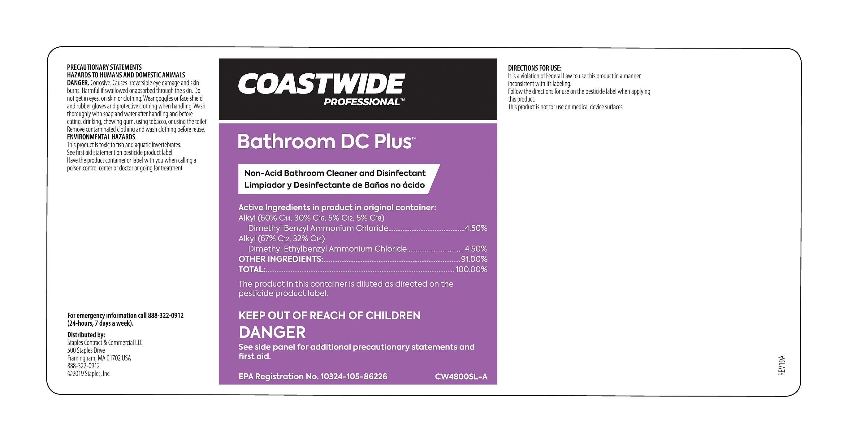 Coastwide Professional™ Secondary Label for Bathroom DC Plus, Each (CW4800SL-A)