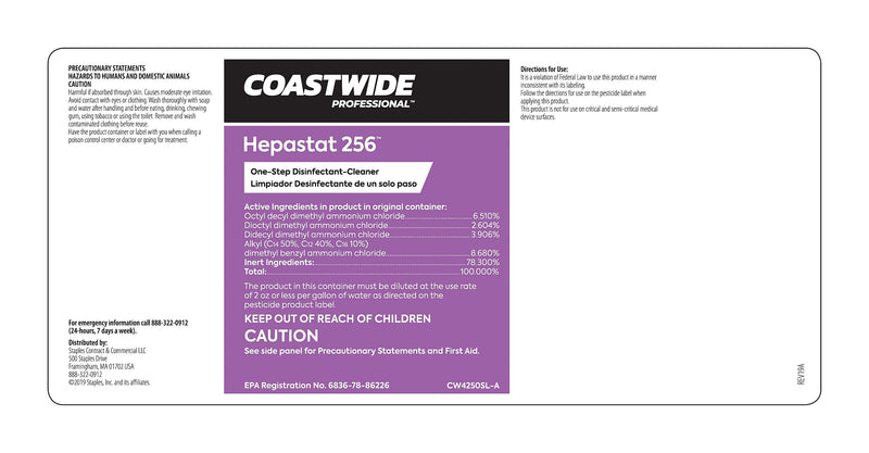 Coastwide Professional™ Secondary Label for Coastwide Professional™ Hepastat 256, Each (CW4250SL-A)