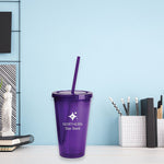 Oli 16 oz Tumbler with Straw, Qty 24