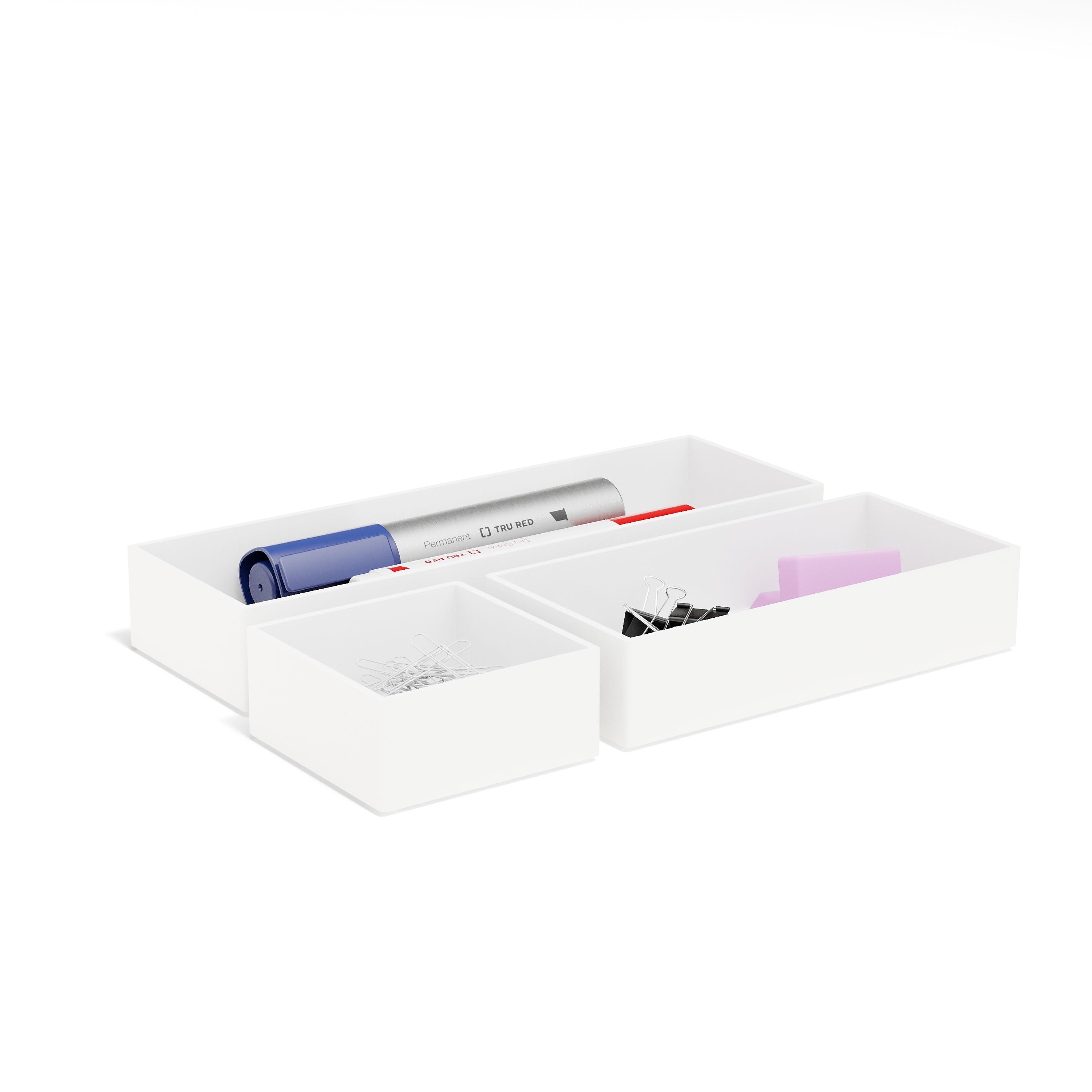 TRU RED™ 3 Piece Plastic Drawer Organizer, White (TR55296-CC)