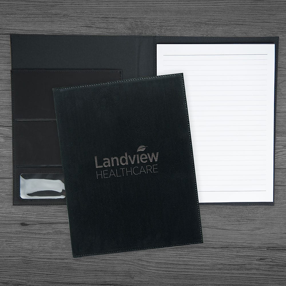 Personalized Engraved Portfolio, Black, Center, 12"x9.5", Qty 1
