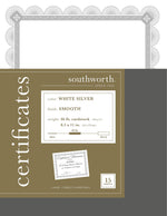 Southworth Premium Spiro Design Certificates, 8.5" x 11", White/Silver, 15/Pack (CTP2W)