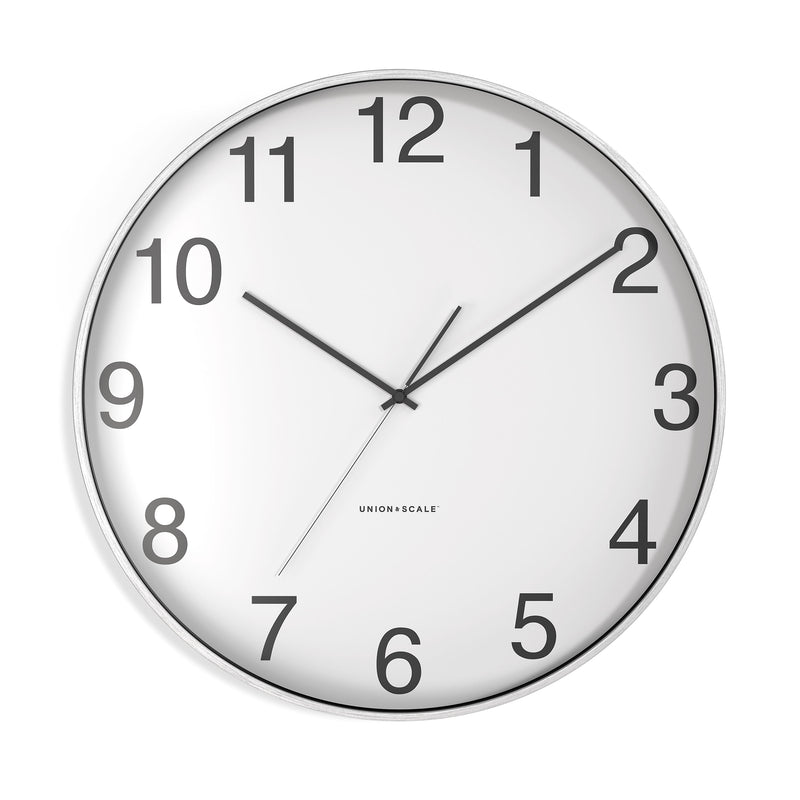 Union & Scale™ Essentials Wall Clock, Aluminum, 12" (UN57796)