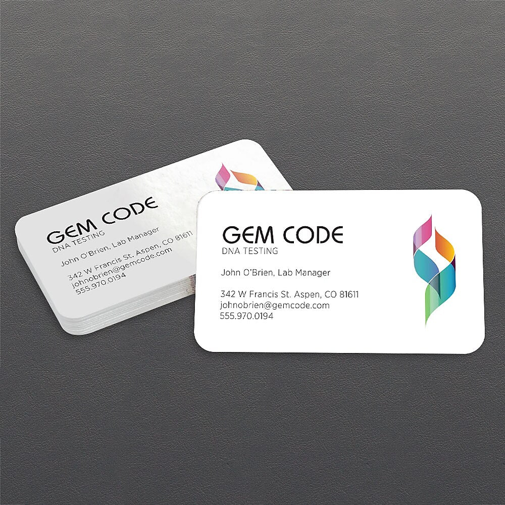 Full Color Business Cards, 14 pt. Matte C2S w/ UV Coated Front, Rounded Corners