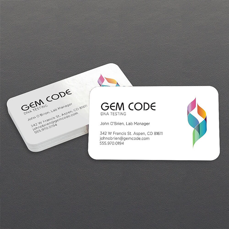 Full Color Business Cards, 14 pt. Matte C2S w/ UV Coated Front, Rounded Corners