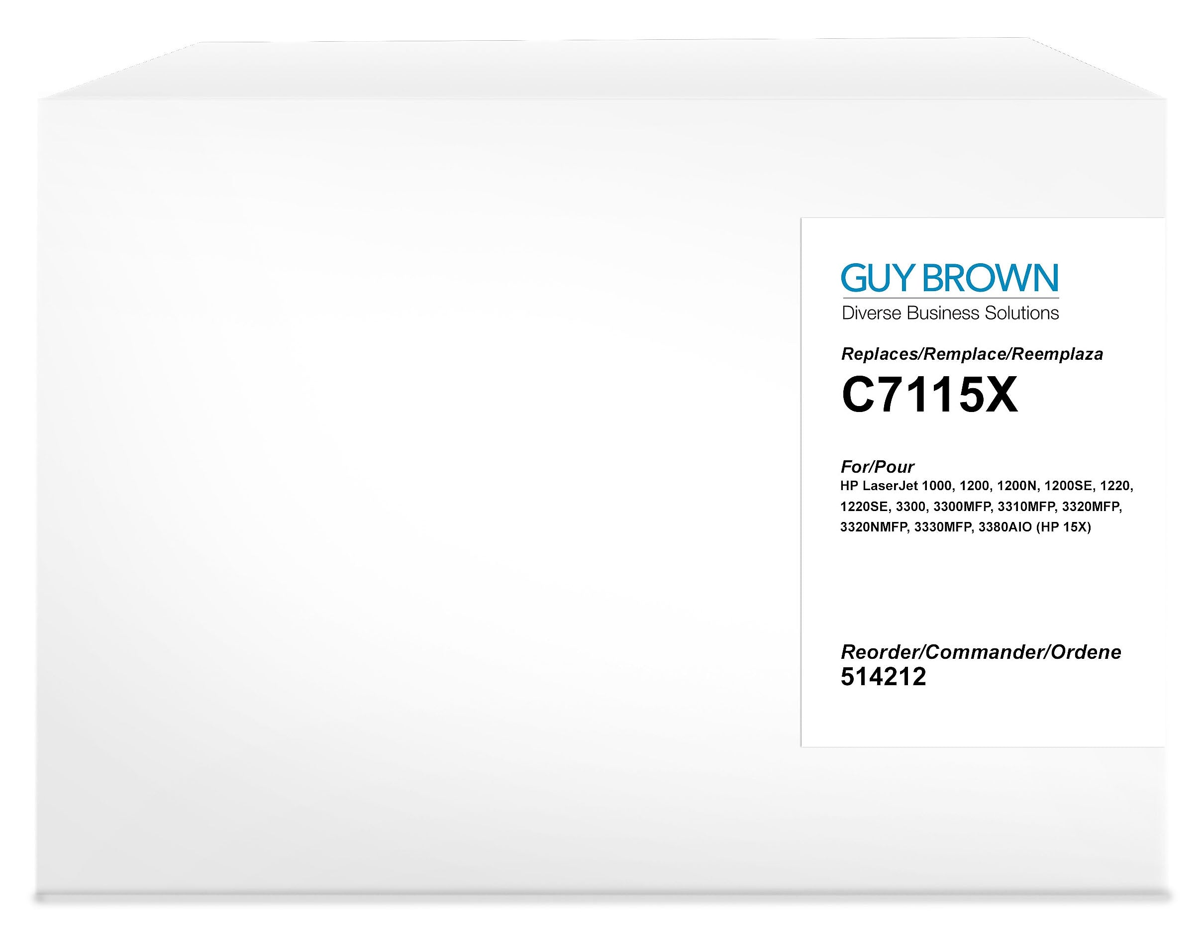 Guy Brown Remanufactured Black High Yield Toner Cartridge Replacement for HP 15X (C7115X)