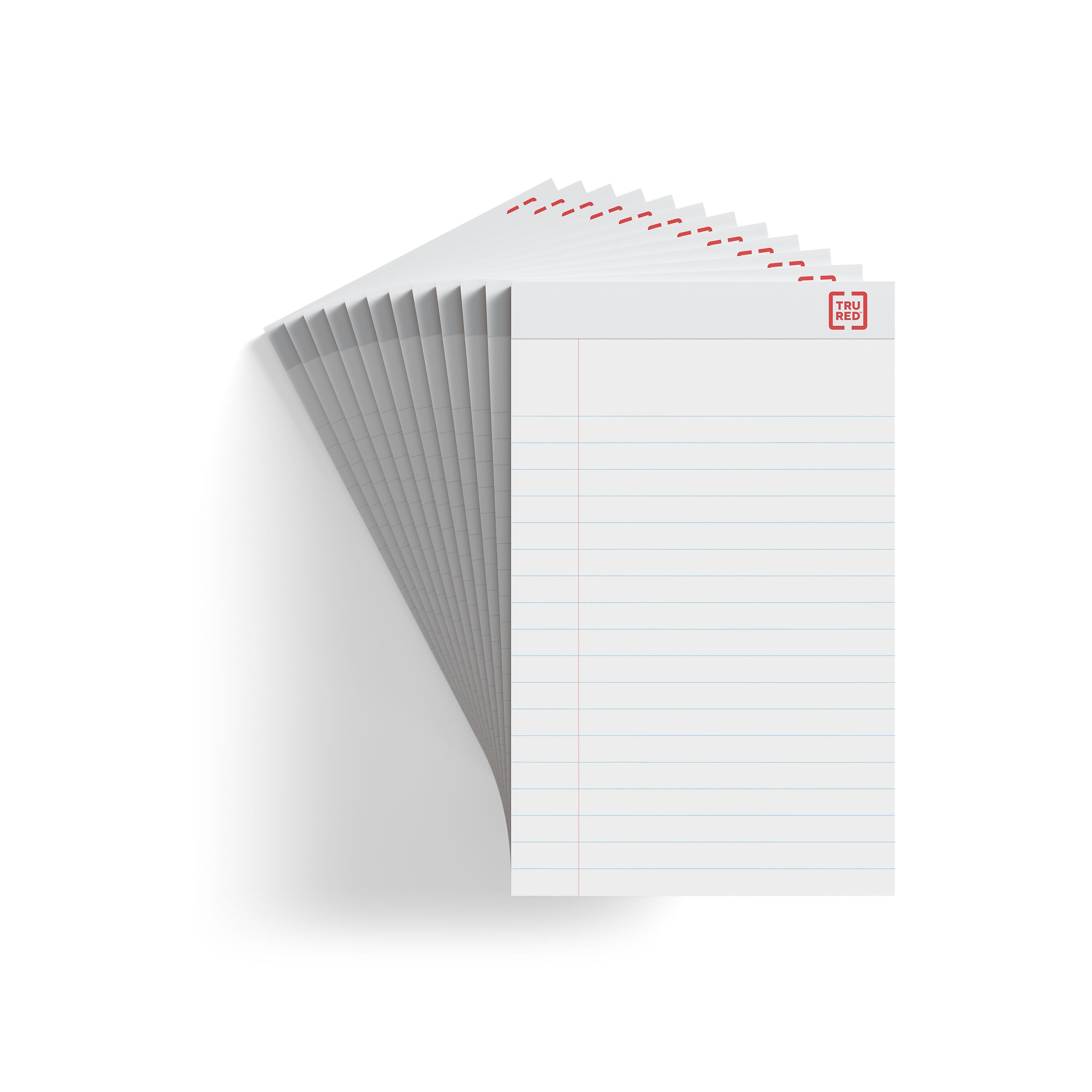 TRU RED™ Notepad, 5" x 8", Wide Ruled, White, 50 Sheets/Pad, Dozen Pads/Pack (TR58182)