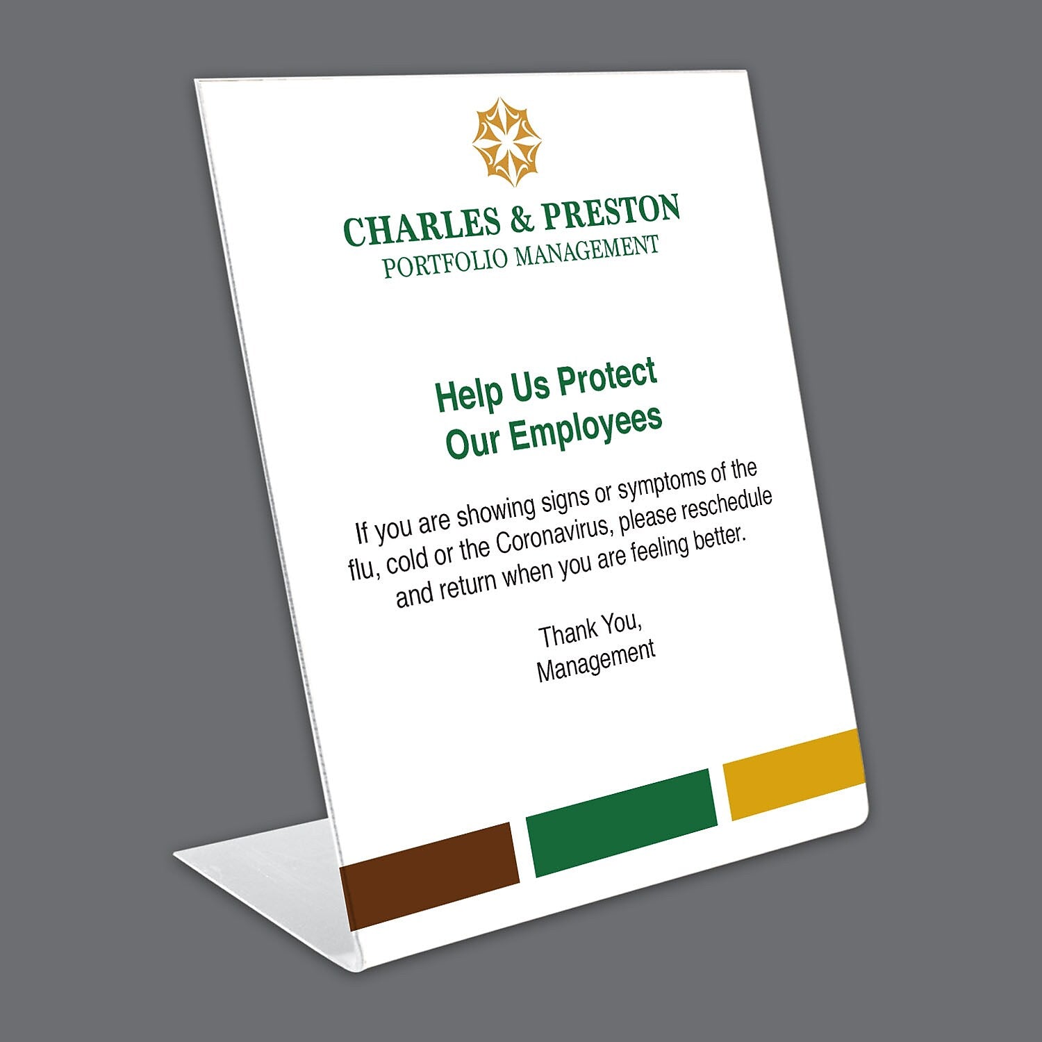 Full Color Pedestal Sign, 12" x 10", Qty 1