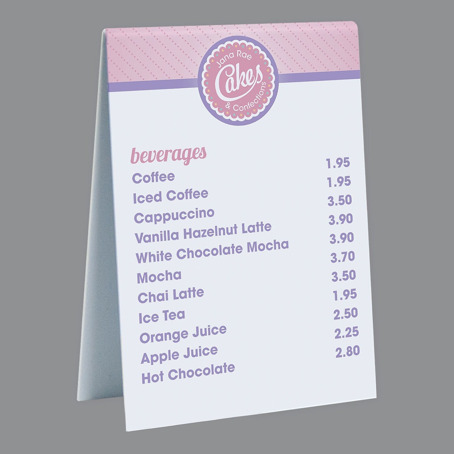 Full Color Table Tent Sign, 8" x 6", Qty 1