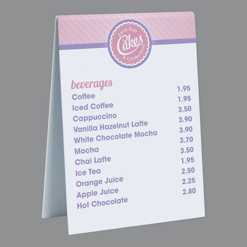 Full Color Table Tent Sign, 8" x 6", Qty 1
