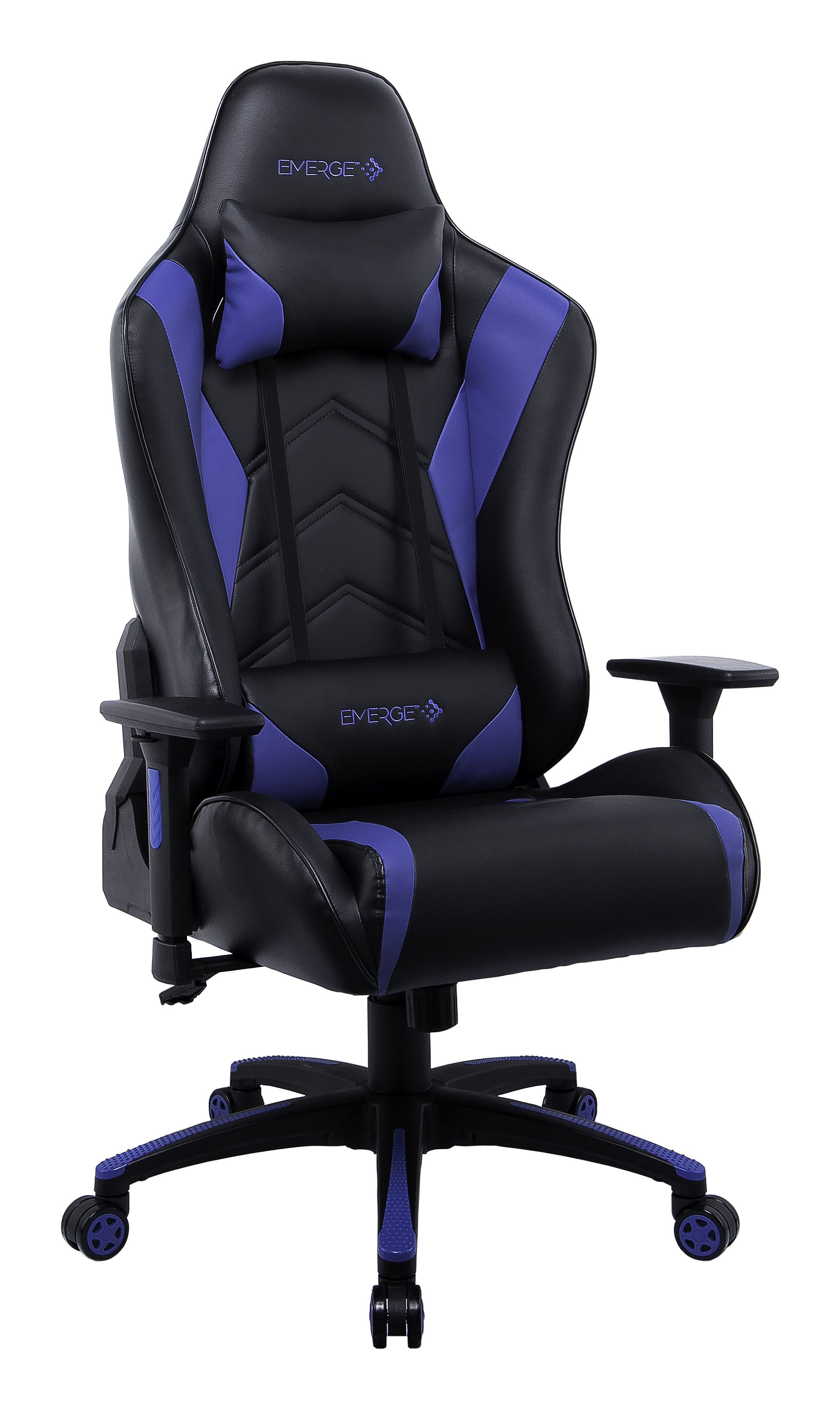 Staples Emerge Vartan Bonded Leather Ergonomic Gaming Chair, Black/Blue (53242V)