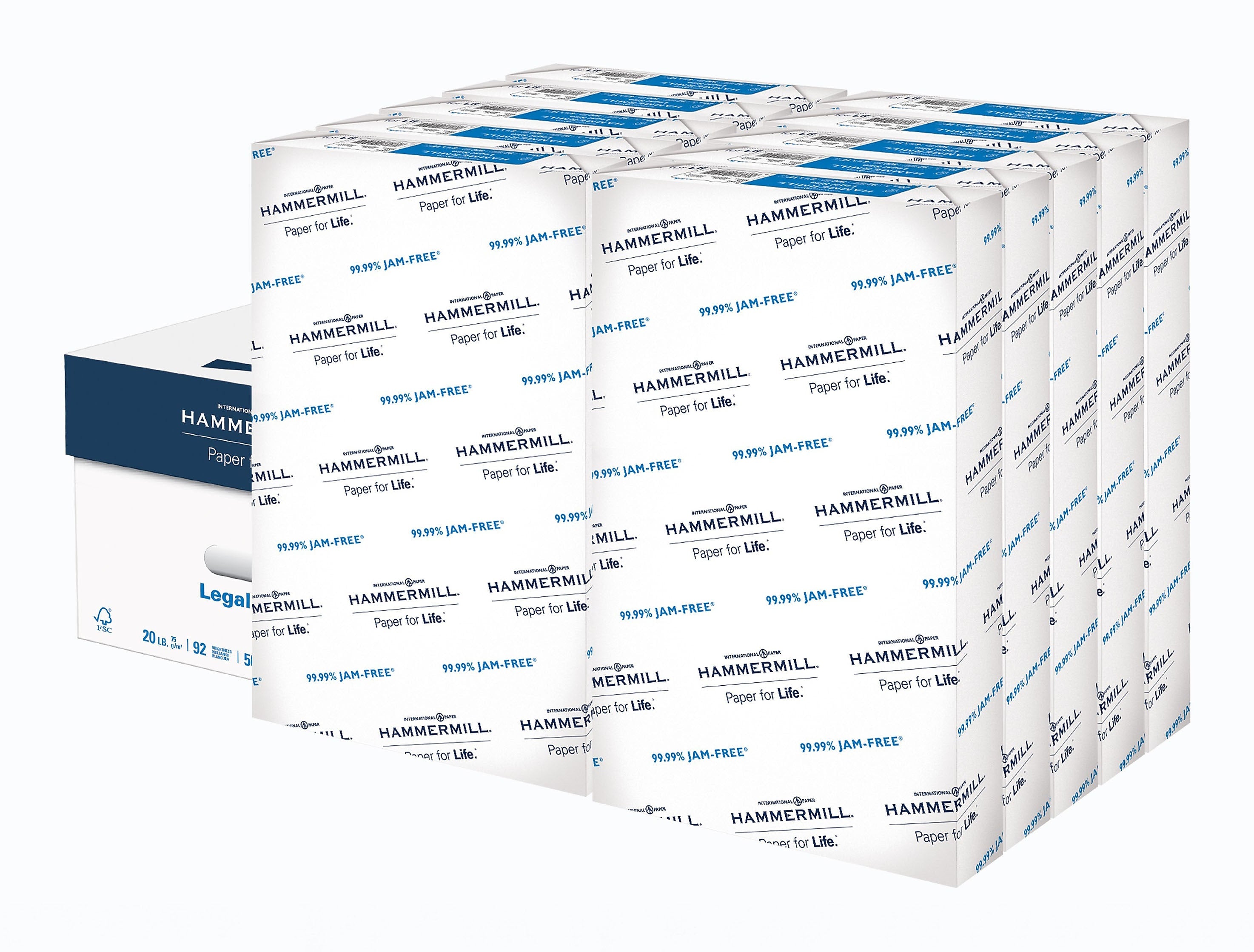 Hammermill Copy Plus 8.5" x 14" Copy Paper, 20 lbs., 92 Brightness, 500/Ream, 10 Reams/Ct (105015)