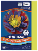 Tru-Ray 9" x 12" Construction Paper, Brilliant Lime, 50 Sheets/Pack (P103423)