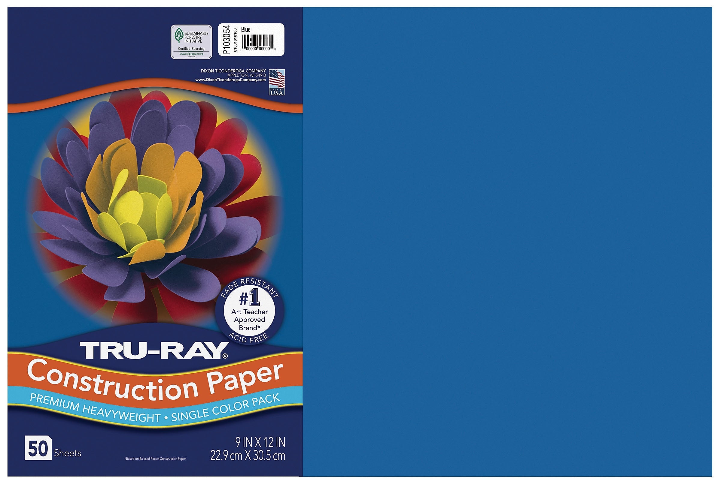 Tru-Ray 12" x 18" Construction Paper, Blue, 50 Sheets (P103054)